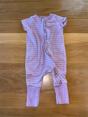 Cloud Island 0-3M Pink Striped Ruffle One-Piece